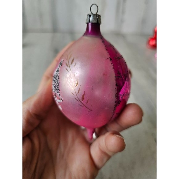 Antique Poland Bell teardrop pink fantasia ornament glass mercury Xmas tree - Picture 2 of 9